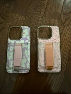 Wallis Pink & Lavender Floral and Smiley Grip Wallet Phone Case Duo